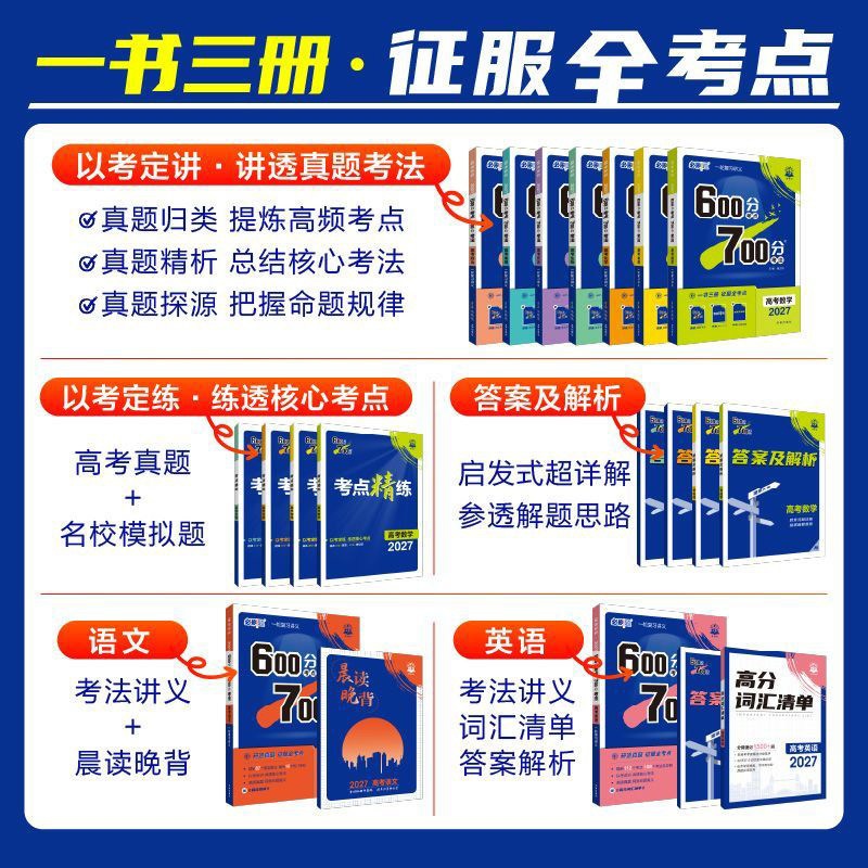 2027新版新高考600分考点700分考法数学A新高考全国版人教版语文英语物理化学生物政治历史地理67A新教材高三一二轮复习讲解试卷