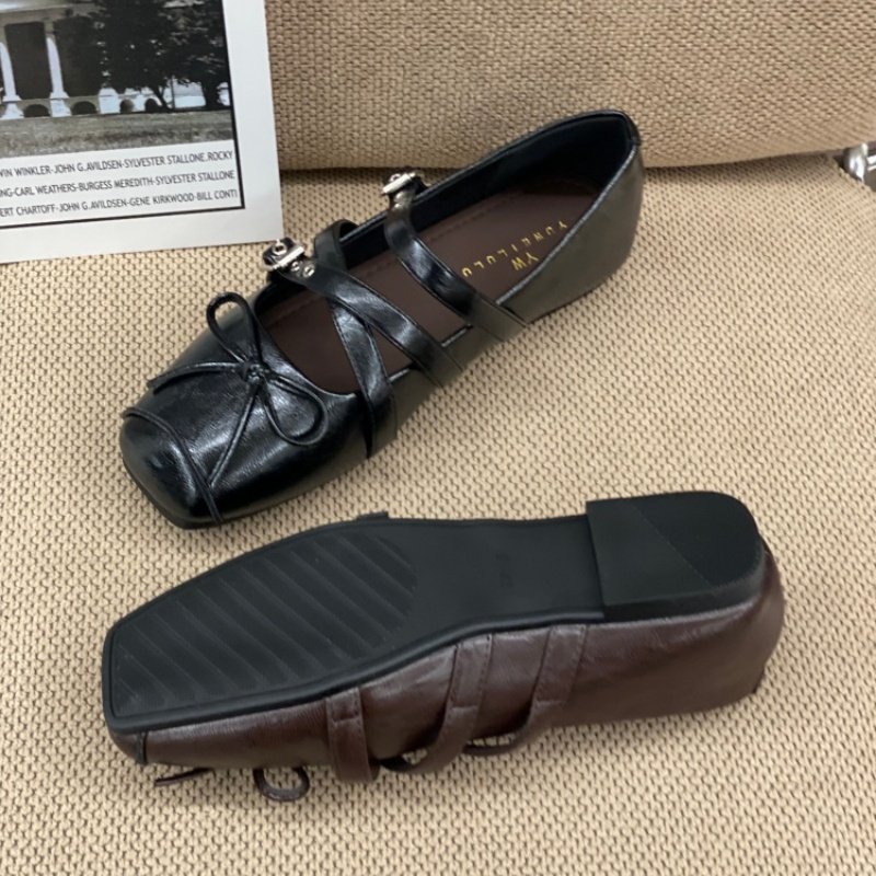 方头芭蕾舞玛丽珍鞋女2026春季新款粗跟通勤风浅口平底蝴蝶结单鞋,淘宝优惠券,粉丝福利购,淘宝优惠卷