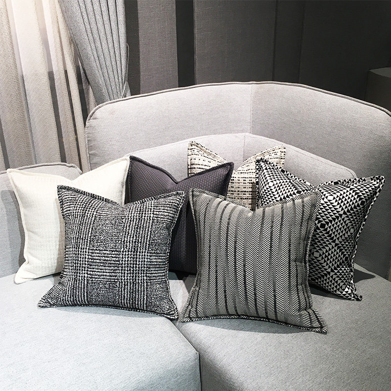 高端棉麻抱枕侘寂风极简黑白靠枕民宿酒店样板房靠垫沙发床头靠背,淘宝优惠券,粉丝福利购,淘宝优惠卷