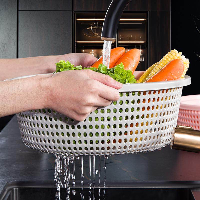 洗菜篮沥水盆套装洗水果盆家用厨房收纳篮塑料圆形淘菜盆蔬菜篮子,淘宝优惠券,粉丝福利购,淘宝优惠卷