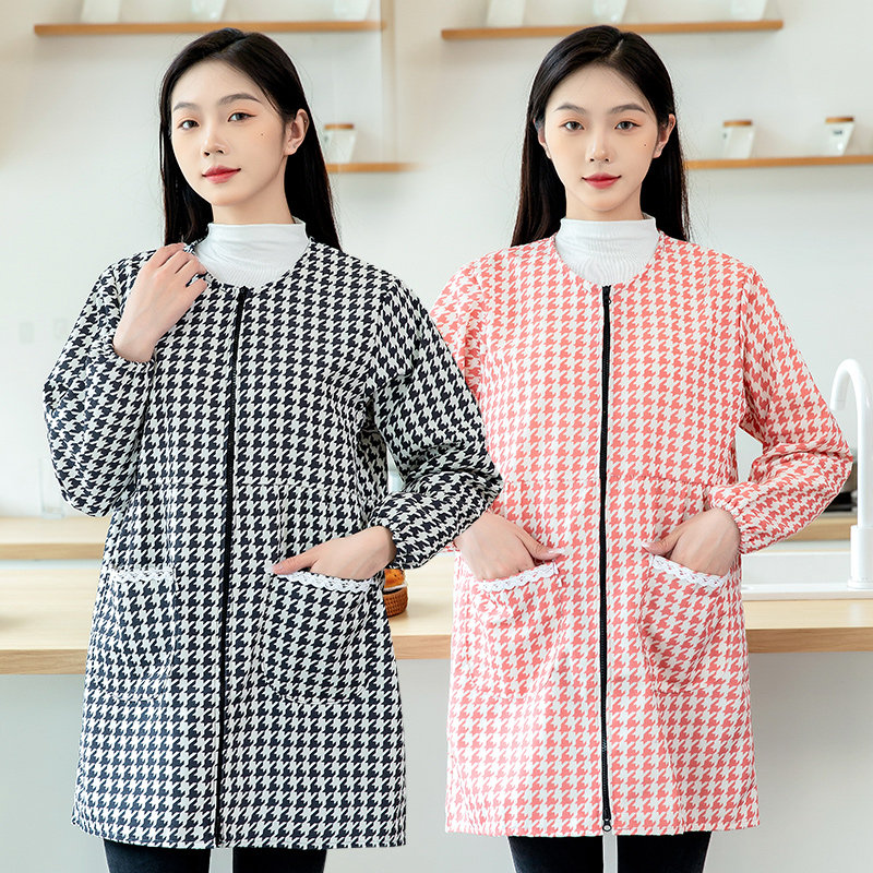 长袖时尚女罩衣大人新款围裙厨房做饭家用外穿透气圆领薄款工作服,淘宝优惠券,粉丝福利购,淘宝优惠卷