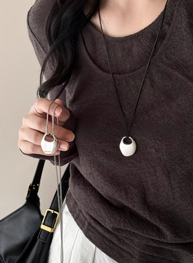2025新款韩系几何吊坠毛衣链女