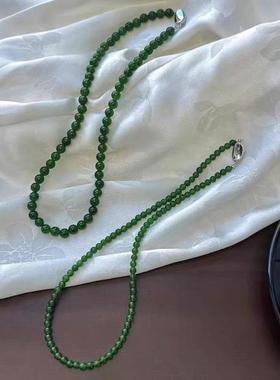 显白绿色串珠项链女春夏季爆款时尚百搭奢华小众高级感脖子配饰