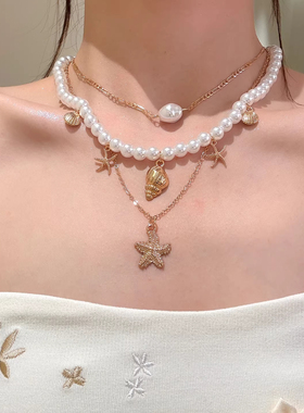 2026新款多层海星珠珠choker项链