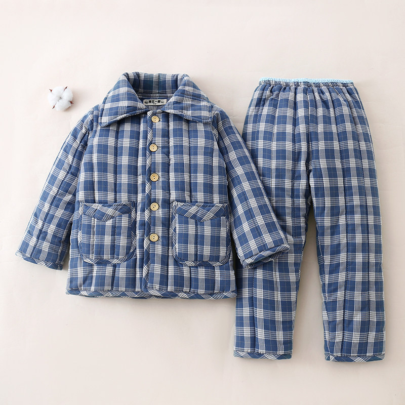 儿童冬季纯棉保暖家居服套装男童女童手工三层夹棉翻领加厚棉睡衣,淘宝优惠券,粉丝福利购,淘宝优惠卷