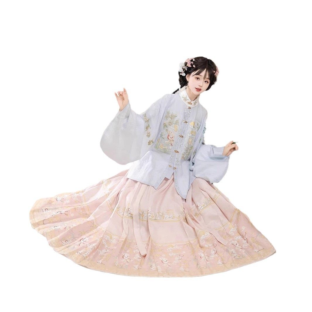 原创汉服女【桂花兔】明制立领刺绣补服琵琶袖马面裙秋冬新款套装,淘宝优惠券,粉丝福利购,淘宝优惠卷