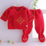 Красное демисезонное детское стеганое хлопковое нижнее белье для новорожденных для раннего возраста, комплект, осенний сезон