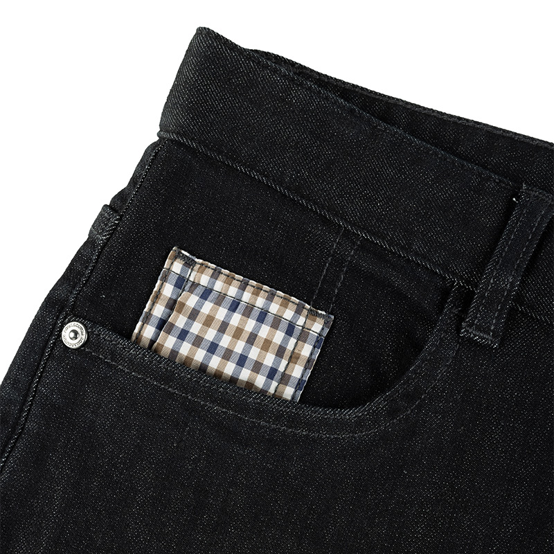 Aquascutum/雅格狮丹秋冬新品时尚男士休闲黑色牛仔裤Q5072EM011 - 图2