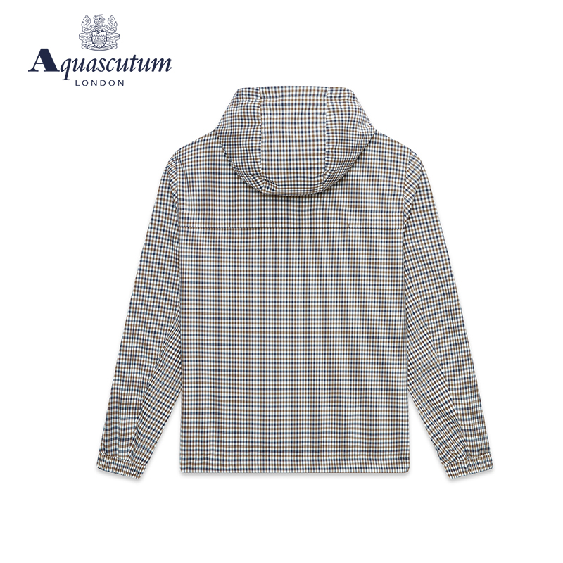 Aquascutum/雅格狮丹冬季新款格纹连帽男士夹克外套Q4950EM051