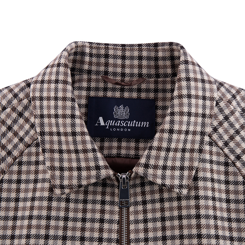 Aquascutum/雅格狮丹新品男保暖夹克外套翻领休闲格子Q4650EM021