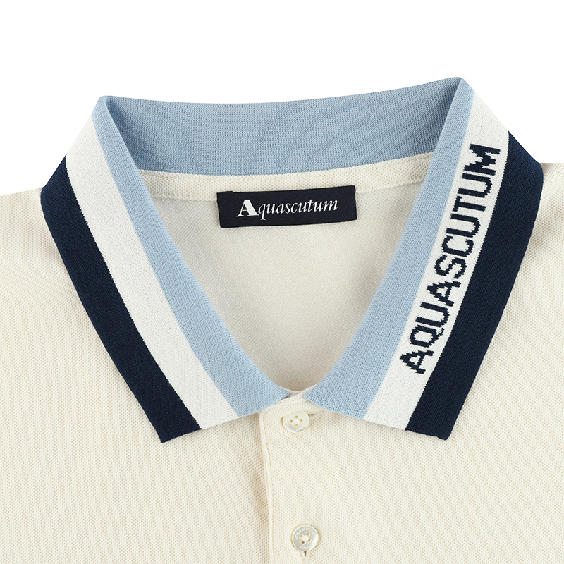 Aquascutum/雅格狮丹春夏男t恤polo衫短袖翻领宽松纯棉Q49H9EM13A - 图1