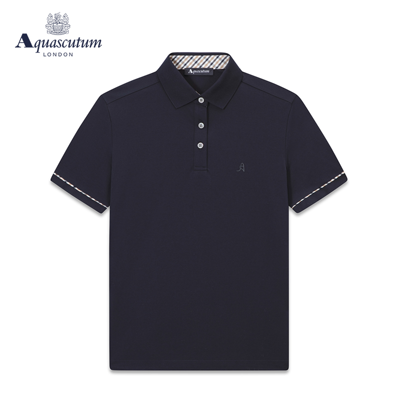 Aquascutum/雅格狮丹春夏新品格纹短袖女式POLO恤Q49H9EL021-图0