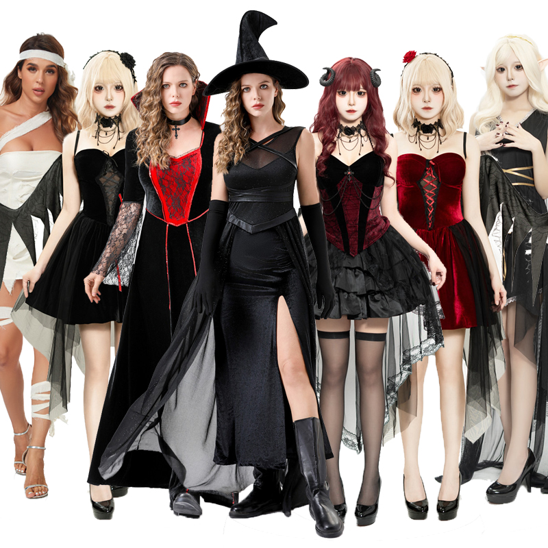 万圣节COS成人女巫服装吸血鬼僵尸巫婆cos鬼新娘舞台角色扮演服装 - 图0