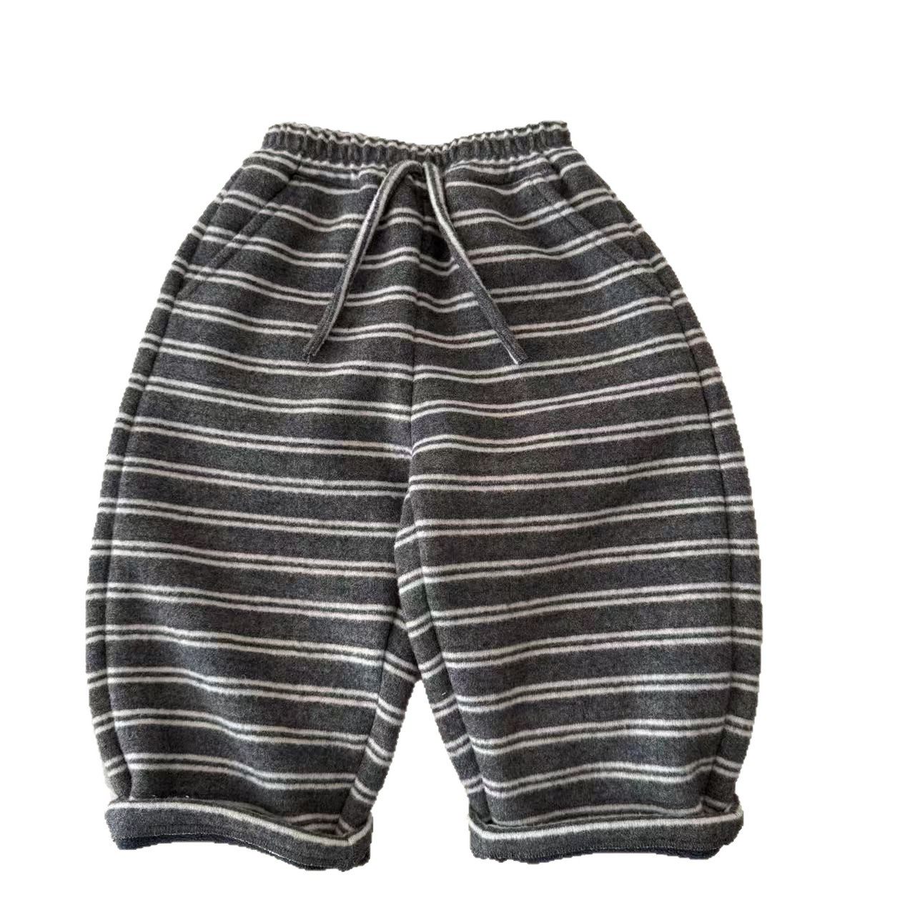 阳光儿童加绒裤子2025秋冬男童潮酷条纹直筒裤宝宝中小童休闲长裤,淘宝优惠券,粉丝福利购,淘宝优惠卷
