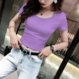 Tide, короткая футболка с коротким рукавом, белый цветной ростомер, короткий рукав, коллекция 2023, в обтяжку, высокая талия