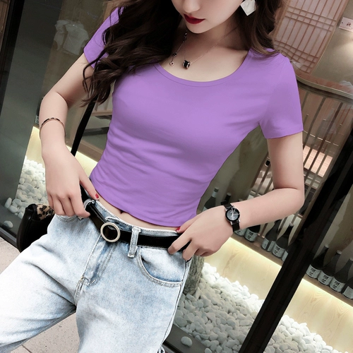 Tide, короткая футболка с коротким рукавом, белый цветной ростомер, короткий рукав, коллекция 2023, в обтяжку, высокая талия