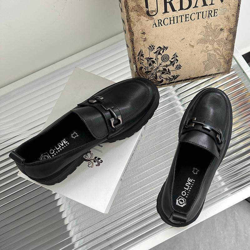 全真皮英伦风外贸厚底皮鞋女复古百搭圆头舒适防滑一脚蹬乐福鞋,淘宝优惠券,粉丝福利购,淘宝优惠卷