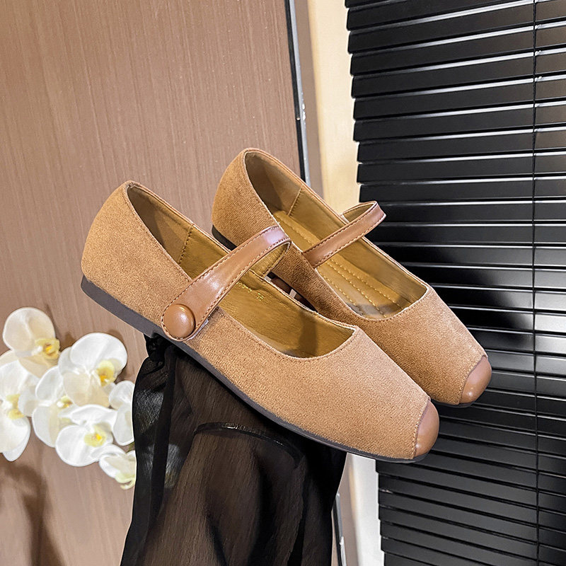 法式复古方头浅口绒面软底芭蕾舞鞋时尚一字带舒适百搭女玛丽珍鞋,淘宝优惠券,粉丝福利购,淘宝优惠卷