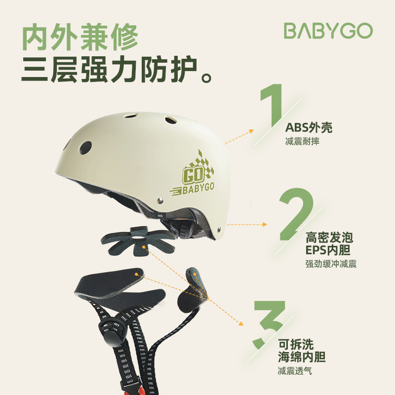 BABYGO儿童头盔滑板车自行车平衡车宝宝安全盔男女孩骑行防摔护具,淘宝优惠券,粉丝福利购,淘宝优惠卷