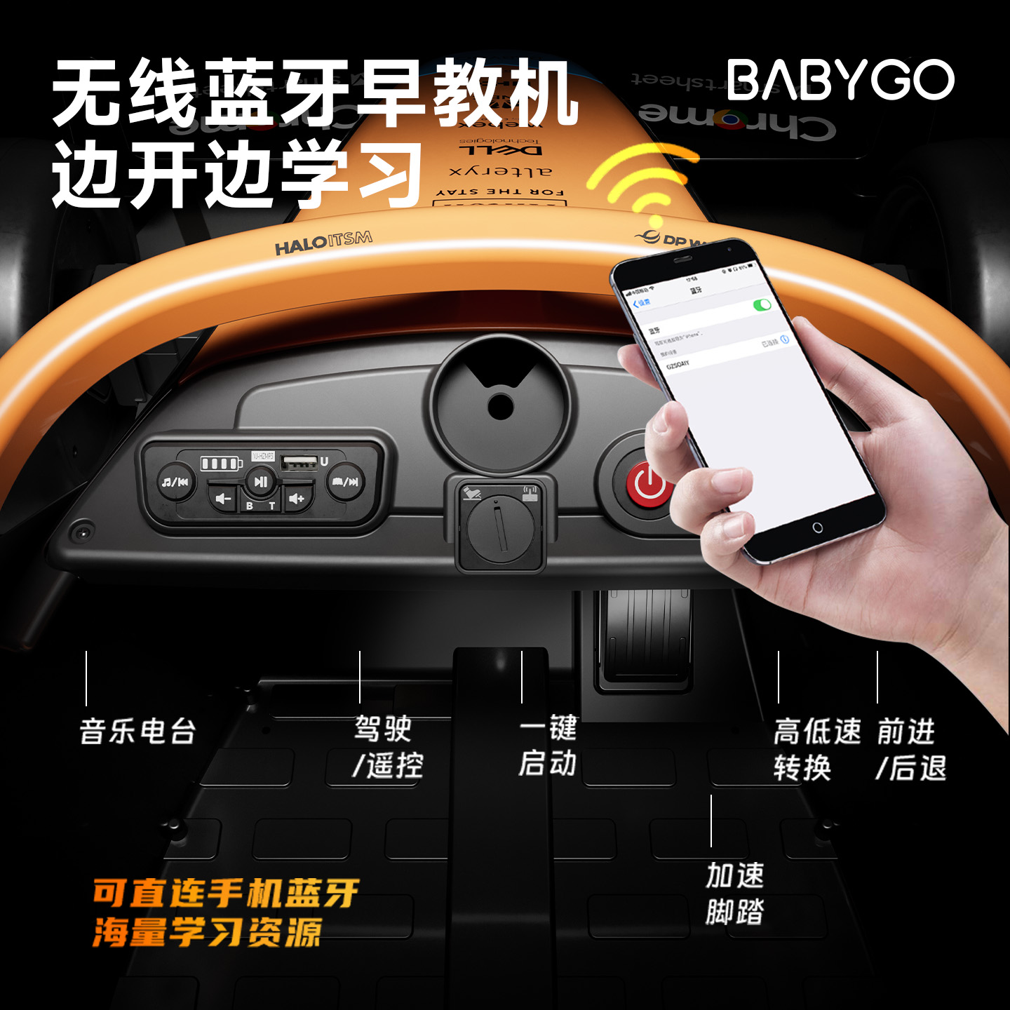 【胡可推荐】BABYGO迈凯伦官方正版授权儿童电动车F1赛车坐人卡丁
