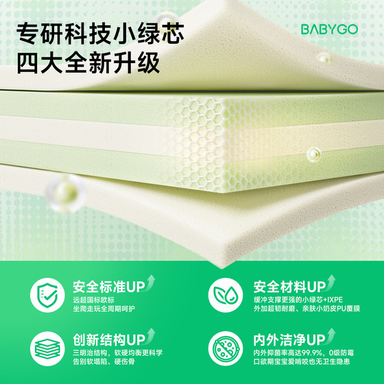 BABYGO小绿芯爬爬垫PU覆膜IXPE婴儿加厚家用无甲醛宝宝地垫爬行垫