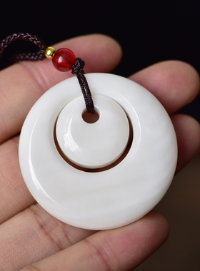 深海白贝壳平安扣吊坠子母扣佛宝