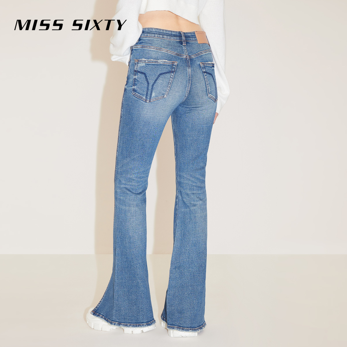 【土耳其牛仔】Miss Sixty2024春新款牛仔裤女复古磨破显瘦微喇裤