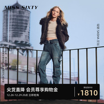 Miss Sixty2023 Winter new jeans Womens dress Wind double waistline Zip Retro Street Wind