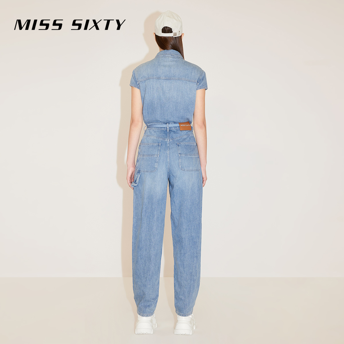 Miss Sixty2024夏季新款牛仔连体裤女单排扣含醋酸长裤百搭丹宁风
