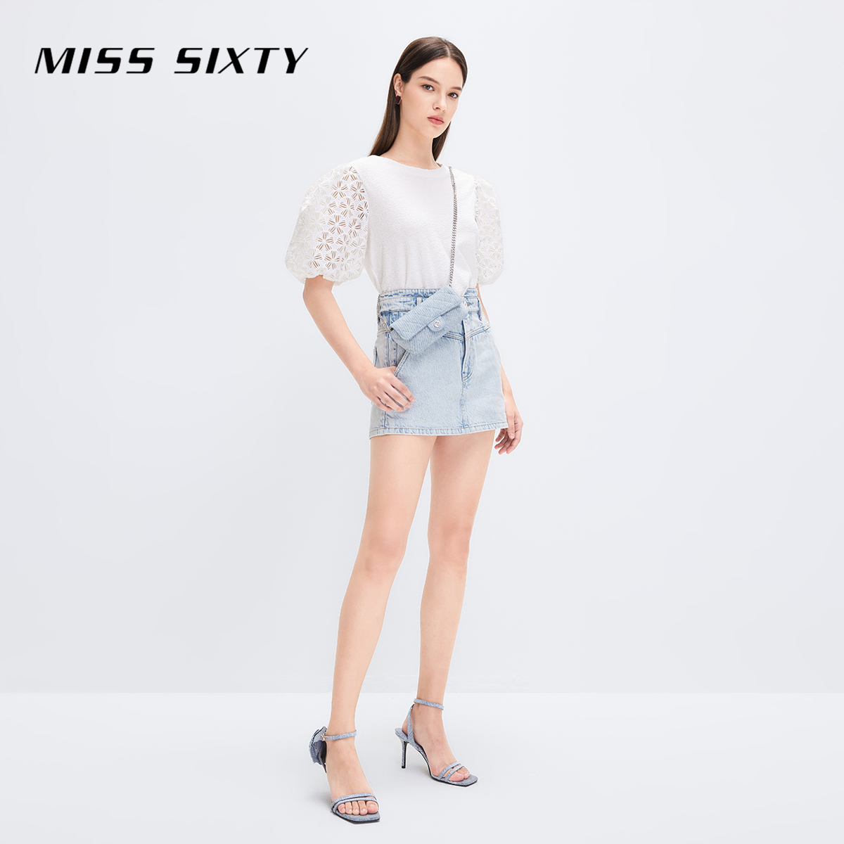 【限时折上折】Miss Sixty牛仔短裤女小V高腰性感辣妹简约通勤