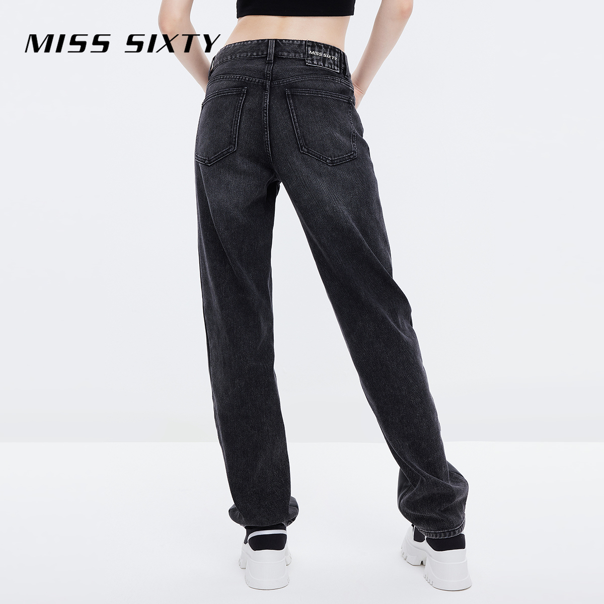 Miss Sixty牛仔裤女小众拼接设计感美式高街个性直筒长裤休闲