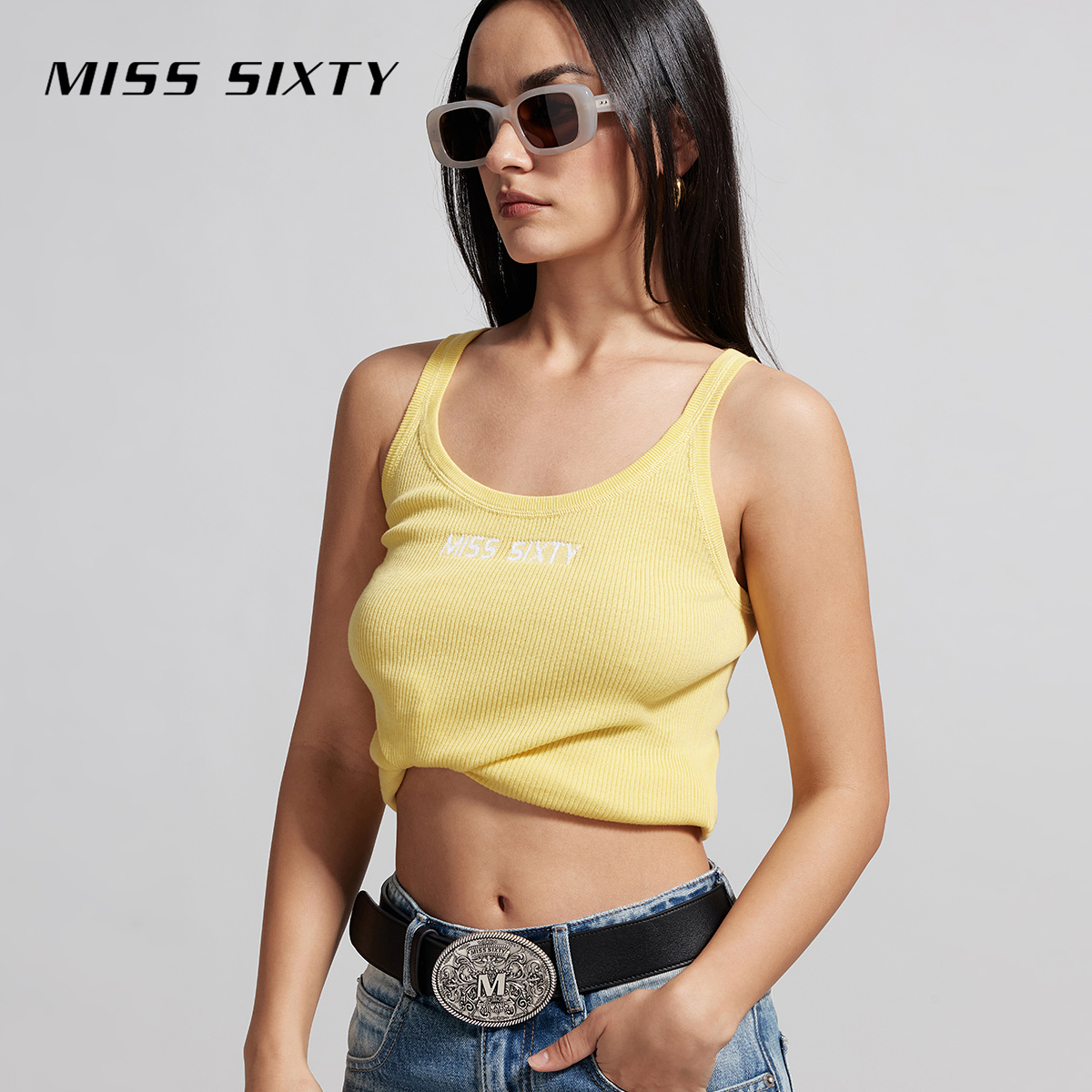 Miss Sixty2024春季新款毛织背心女撞色提花百搭基础款内穿外搭 - 图2