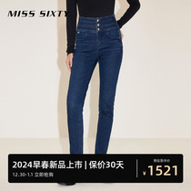 Miss Sixty2024 spring new jeans womens three-ring high waist and slim fit pencil pants 100 lap slim fit