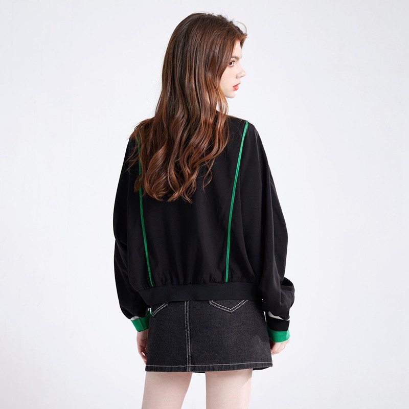她池棒球领外套2023春装新款上衣 她池短外套