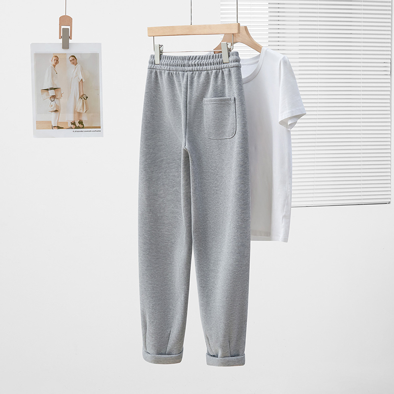 她池九分运动裤2025秋装新款女装时尚松紧高腰抽绳宽松显瘦休闲裤