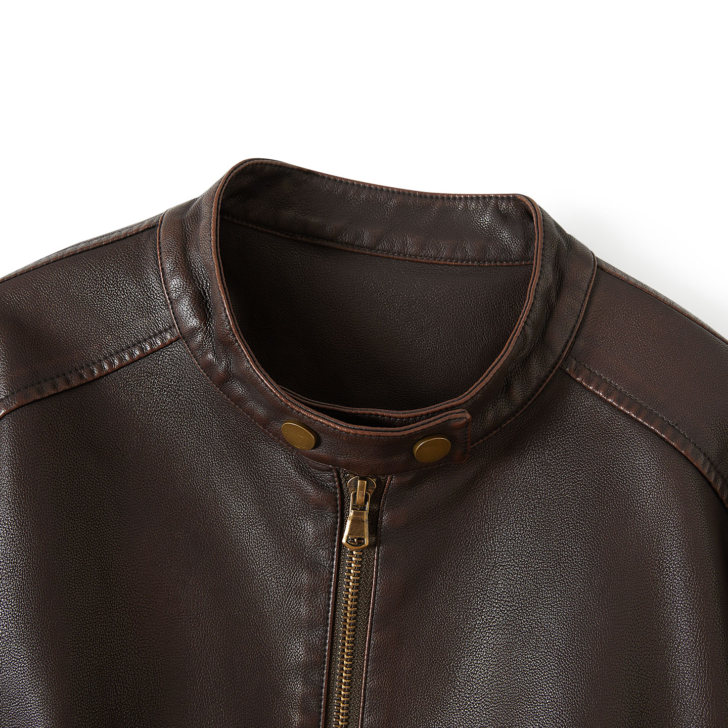 她池PU外套2025秋装新款女装时尚美式宽松款立领拉链长袖短款上衣 - 图1