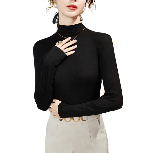 Shechi slim and simple half turtleneck long-sleeved bottoming shirt