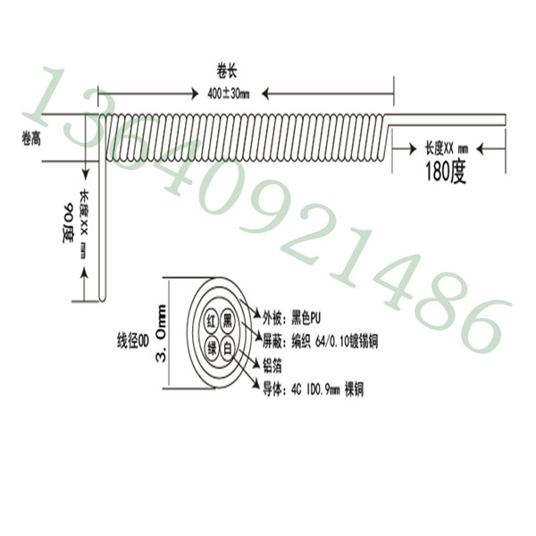 2芯弹簧线1.0平方1.5平方纯铜电缆线螺旋线伸缩线电线电缆电源线-图3