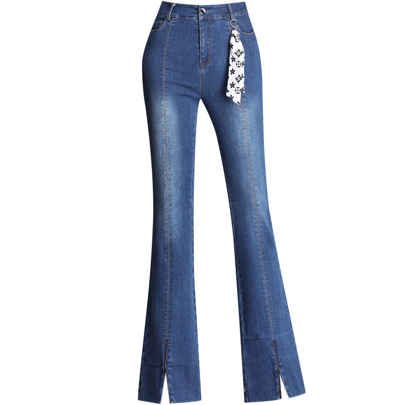 高腰微喇叭中年女裤2020年牛仔裤 娇兰芭莉中老年女装