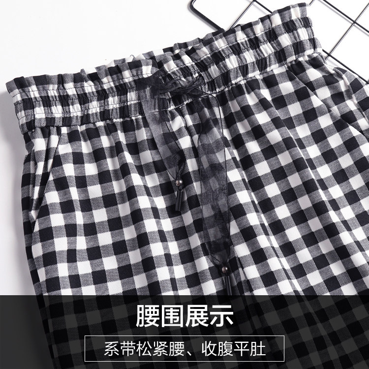 格子哈伦裤子 娇兰芭莉中老年女装