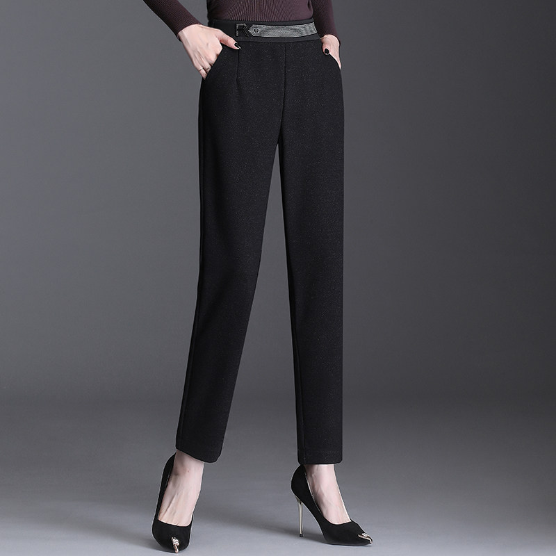 中年松紧腰毛呢哈伦裤妈妈裤子 娇兰芭莉中老年女装