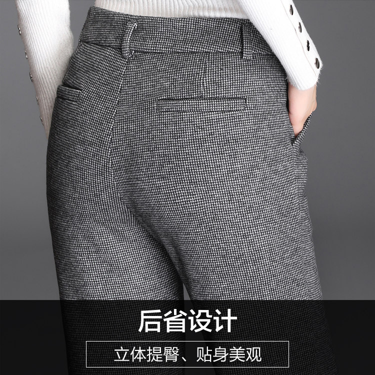 格子毛呢小直筒中年2020新款女裤 娇兰芭莉中老年女装