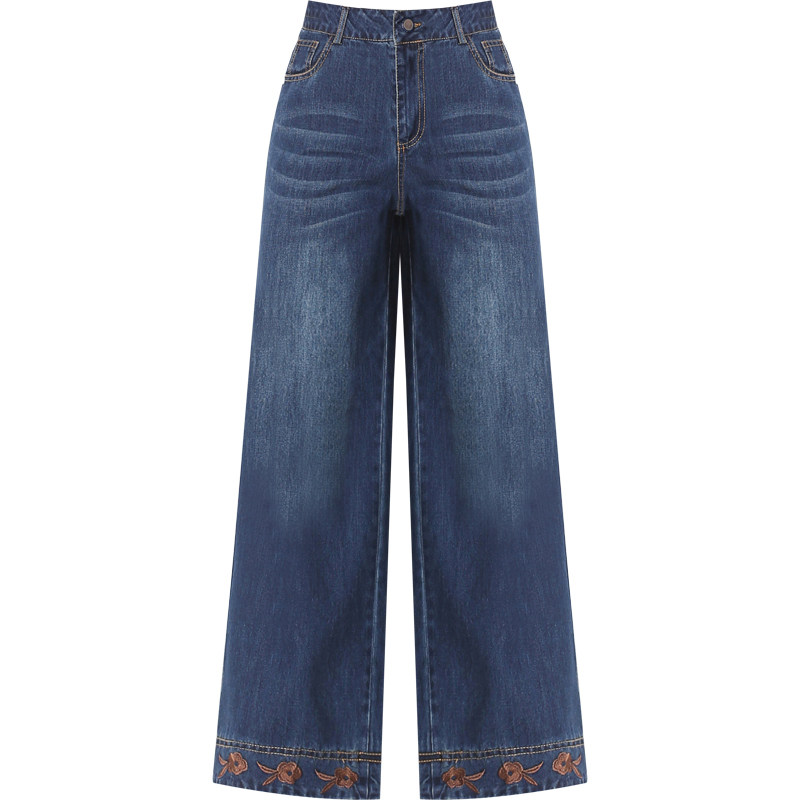 妈妈宽松阔腿裤春秋季2020子牛仔裤 娇兰芭莉中老年女装