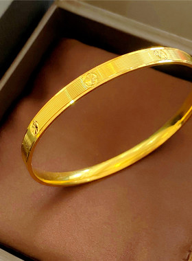 米字花拉丝闭口镀金手环镀金简约