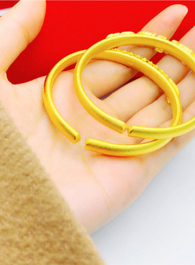 开口古法龙凤手镯镀金