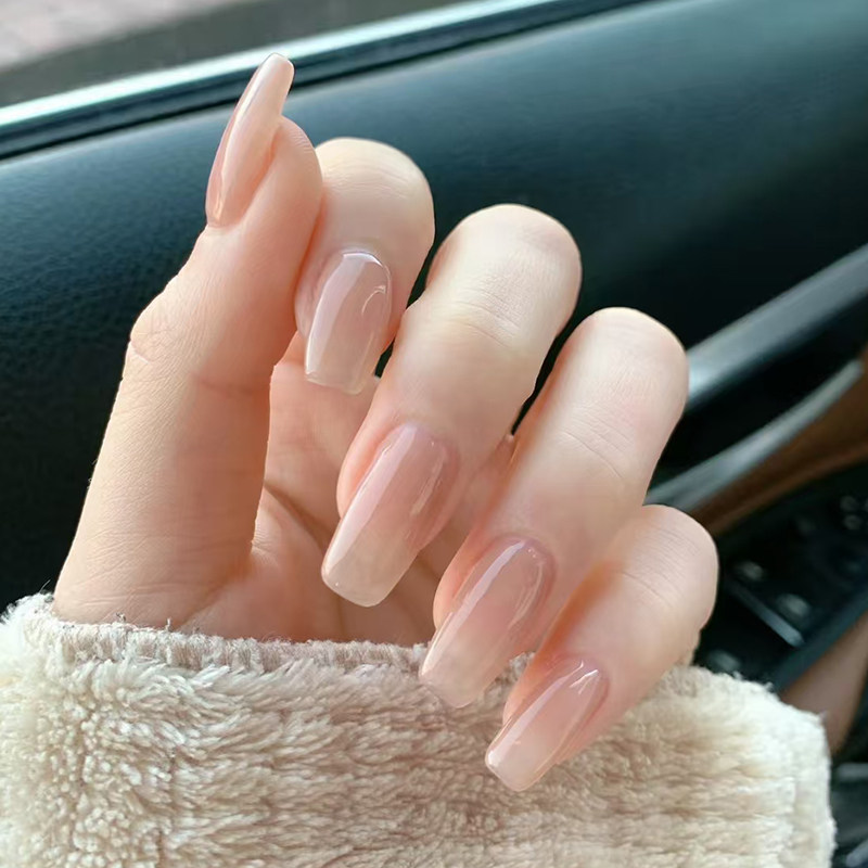 纯手工穿戴甲裸色冰透纯色美甲短款2025新年款高级感成品秋冬显白,淘宝优惠券,粉丝福利购,淘宝优惠卷