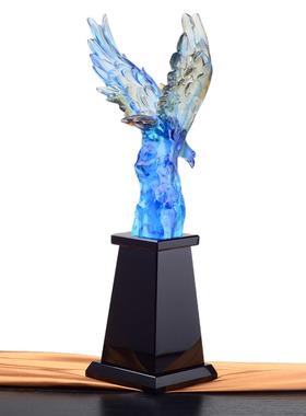 琉璃老鹰奖杯定制企业领导大气奖杯定做比赛纪念品颁奖刻字年会