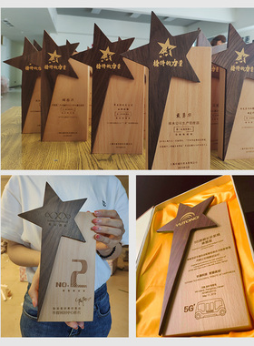 实木质水晶奖杯定制定做纪念品奖牌订制作创意彩印企业年会颁年会
