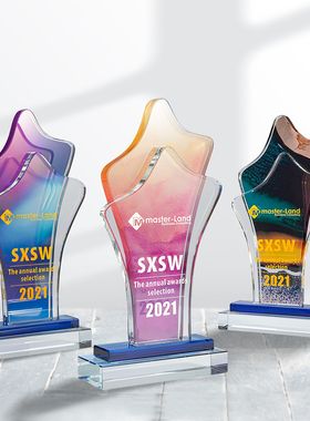 Premium Trophy2021新款水晶奖杯定做创意奖牌纪念品儿童刻字玻璃