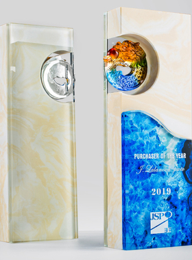 奖杯 水晶 定制定做创意高档大理石琉璃奖牌授权牌制作颁奖纪年会